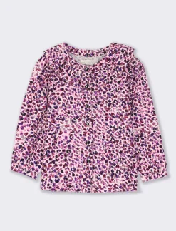 Piazza Italia Camicia stampata con bottoncini e maniche a sbuffo, disponibile in 2 varianti colore - Viola Cheap