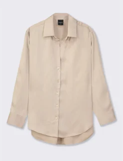 Piazza Italia Camicia stampata in rasocon bottoni in madreperla - Sabbia Beige Store