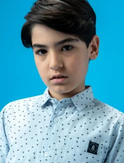 Piazza Italia Camicia stampata mezza manica - Celeste Azzurro Flash Sale