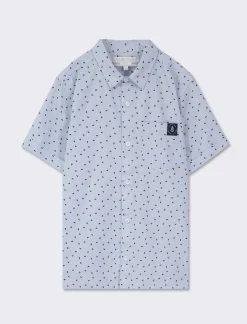 Piazza Italia Camicia stampata mezza manica - Celeste Azzurro Flash Sale