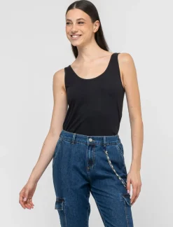 Piazza Italia Canotta basic realizzata in tessuto slub - Nero Best Sale