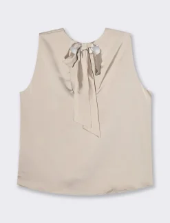 Piazza Italia Canotta con chiusura a fiocco sul retro del collo  - Beige Outlet