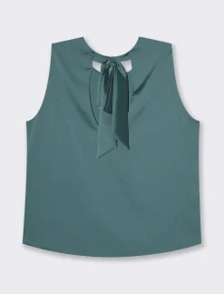 Piazza Italia Canotta con chiusura a fiocco sul retro del collo  - Verde Clearance