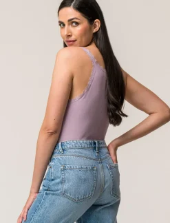 Piazza Italia Canotta con spalline e scollatura profonda in pizzo, vestibilità slim - glicine Viola Cheap