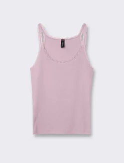 Piazza Italia Canotta con spalline e scollatura profonda in pizzo, vestibilità slim - glicine Viola Cheap