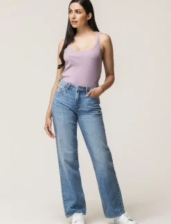 Piazza Italia Canotta con spalline e scollatura profonda in pizzo, vestibilità slim - glicine Viola Cheap