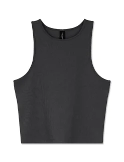 Piazza Italia Canotta cropped in tessuto elastico a costina doppia vestibilità slim - Nero Outlet