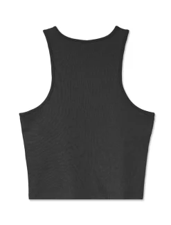 Piazza Italia Canotta cropped in tessuto elastico a costina doppia vestibilità slim - Nero Outlet