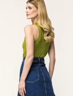 Piazza Italia Canotta cropped in tessuto elastico a costina doppia vestibilità slim - pistacchio Verde Shop