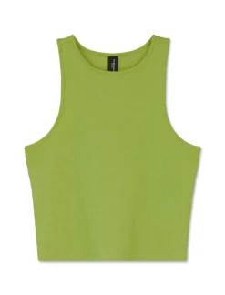 Piazza Italia Canotta cropped in tessuto elastico a costina doppia vestibilità slim - pistacchio Verde Shop