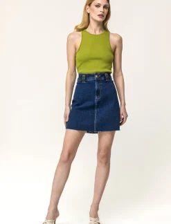 Piazza Italia Canotta cropped in tessuto elastico a costina doppia vestibilità slim - pistacchio Verde Shop