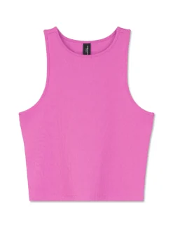 Piazza Italia Canotta cropped in tessuto elastico a costina doppia vestibilità slim - Viola Sale