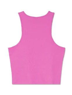 Piazza Italia Canotta cropped in tessuto elastico a costina doppia vestibilità slim - Viola Sale