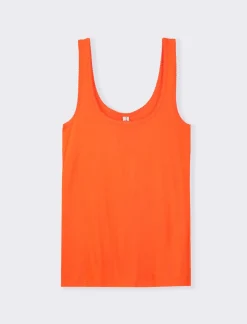 Piazza Italia Canotta leggera con bretelle e rifiniture a piccole onde - Aragosta Arancione Shop