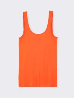 Piazza Italia Canotta leggera con bretelle e rifiniture a piccole onde - Aragosta Arancione Shop