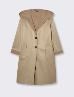 Piazza Italia Capotto con cappuccio in tessuto boucle - Beige Shop