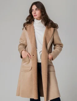 Piazza Italia Capotto con cappuccio in tessuto boucle - Beige Shop