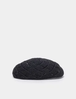 Piazza Italia Cappello basco a uncinetto - Nero Discount