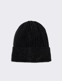 Piazza Italia Cappello da bambino modello cuffia con risvolto a coste - Nero Flash Sale