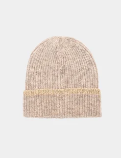 Piazza Italia Cappello da donna con riga lurex - Beige Fashion