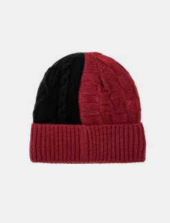 Piazza Italia Cappello modello cuffia bicolor da uomo con risvolto - Bordeaux Best Sale