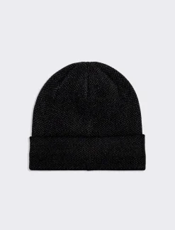 Piazza Italia Cappello modello cuffia con motivo spigato e risvolto - Nero Shop