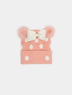 Piazza Italia Cappello modello cuffia da neonata con pon pon e fiocco - Rosa Sale