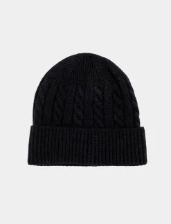 Piazza Italia Cappello modello cuffia da uomo con trecce e risvolto - Nero 0 Outlet