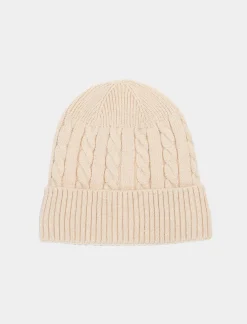 Piazza Italia Cappello modello cuffia da uomo con trecce e risvolto - Bianco sporco 0 New