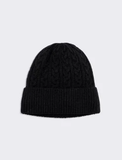 Piazza Italia Cappello modello cuffia da uomo in treccia con risvolto - Nero Clearance