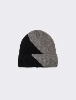 Piazza Italia Cappello modello cuffia da uomo bicolor con risvolto - Nero-grigio Best