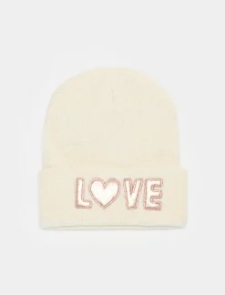 Piazza Italia Cappello modello cuffia patch love da bambina - Bianco sporco 0 Best Sale