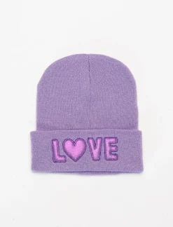 Piazza Italia Cappello modello cuffia patch love da bambina - Lilla Cheap
