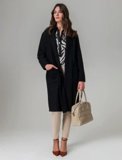 Piazza Italia Cappotto aperto in tessuto bouclè - Nero Best Sale