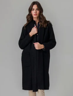 Piazza Italia Cappotto aperto in tessuto bouclè - Nero Best Sale