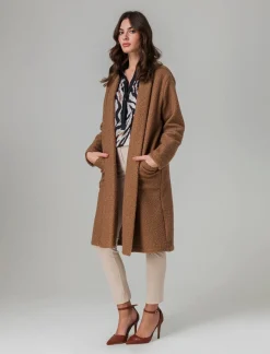 Piazza Italia Cappotto aperto in tessuto bouclè - Cammello Cheap