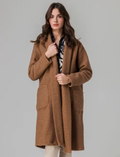 Piazza Italia Cappotto aperto in tessuto bouclè - Cammello Cheap