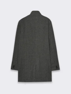 Piazza Italia Cappotto collo coreano in tessuto diagonale - Nero Cheap