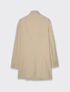 Piazza Italia Cappotto collo coreano in tessuto diagonale - Beige Outlet