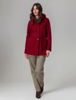 Piazza Italia Cappotto con bottoni in tessuto boucle - Rosso Cheap