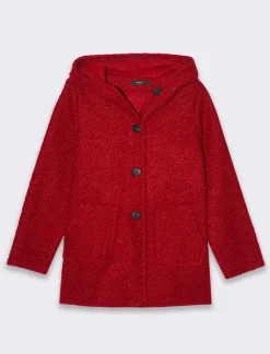 Piazza Italia Cappotto con bottoni in tessuto boucle - Rosso Cheap