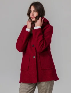 Piazza Italia Cappotto con bottoni in tessuto boucle - Rosso Cheap
