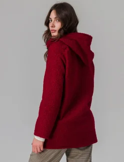 Piazza Italia Cappotto con bottoni in tessuto boucle - Rosso Cheap