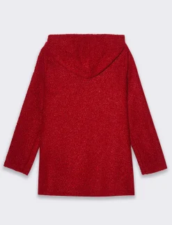 Piazza Italia Cappotto con bottoni in tessuto boucle - Rosso Cheap