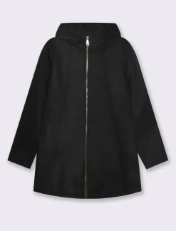 Piazza Italia Cappotto con cappuccio e chiusura con zip - Nero Cheap