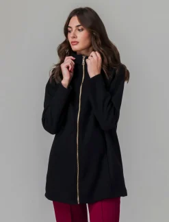 Piazza Italia Cappotto con cappuccio e chiusura con zip - Nero Cheap