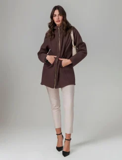 Piazza Italia Cappotto con cappuccio e chiusura con zip - Grigio talpa Cheap
