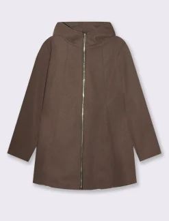 Piazza Italia Cappotto con cappuccio e chiusura con zip - Grigio talpa Cheap