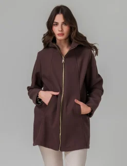 Piazza Italia Cappotto con cappuccio e chiusura con zip - Grigio talpa Cheap