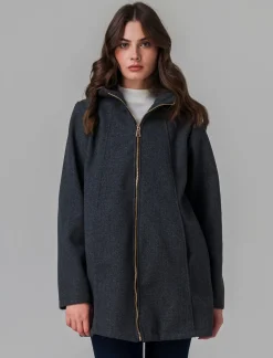 Piazza Italia Cappotto con cappuccio e chiusura con zip - Grigio Best Sale